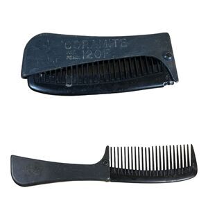 Vintage Folding Hair Comb Coramite Black